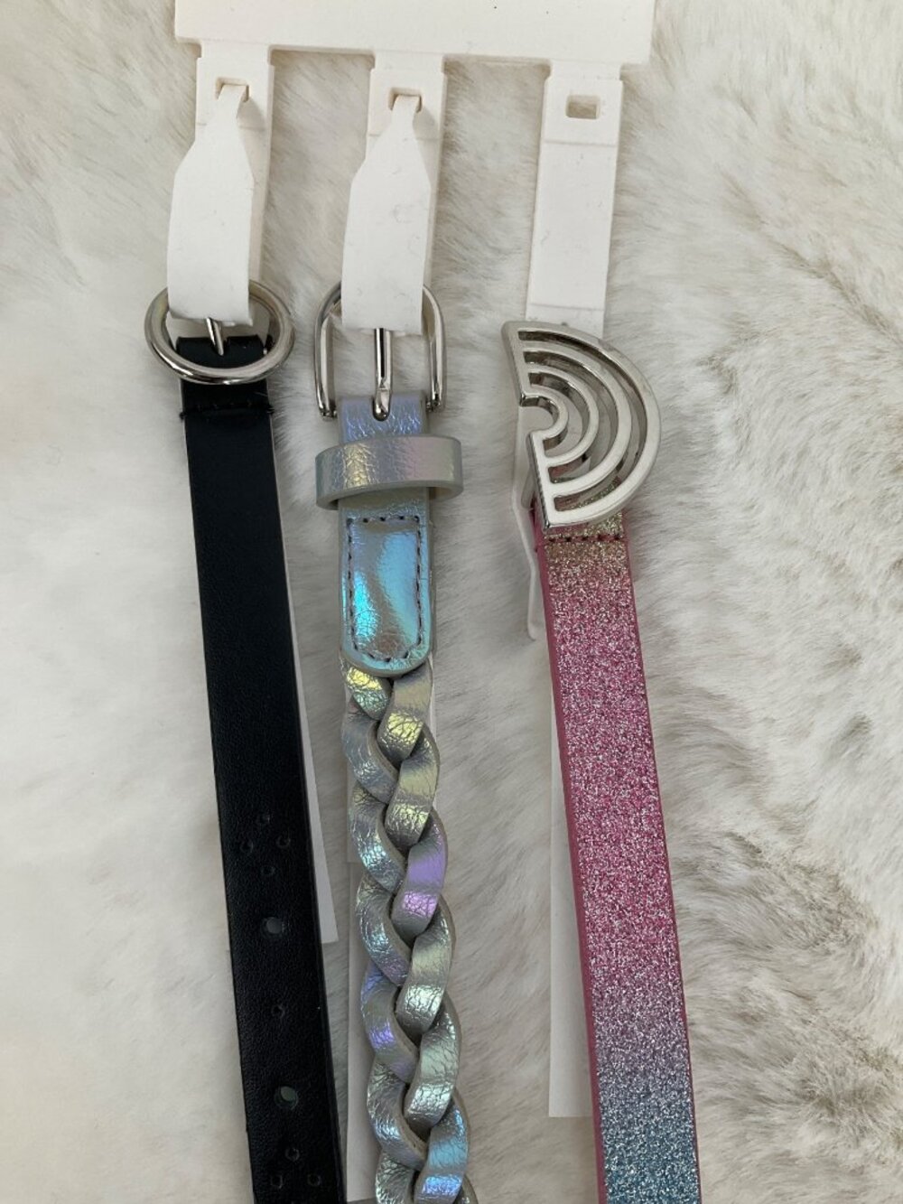 Cat & Jack size Large 3-piece Adjustable belt set, girl's Glitter, Braided NEW - Picture 4 of 5